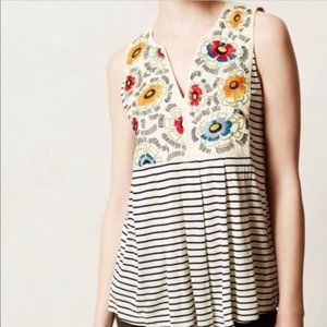 Anthropologie Tiny Embroidered Tank Top Size Large